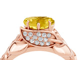 Rose gold Heart Cut Solitaire Leaf-Inspired Engagement Ring with Prong Setting_4