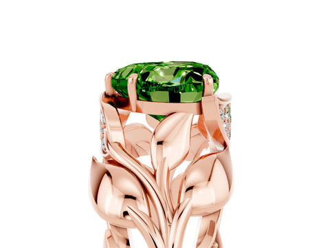 Rose gold Heart Cut Solitaire Leaf-Inspired Engagement Ring with Prong Setting_5