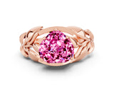 Rose gold Heart Cut Solitaire Leaf-Inspired Engagement Ring with Prong Setting