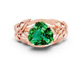 Rose gold Heart Cut Solitaire Leaf-Inspired Engagement Ring with Prong Setting