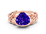 Rose gold Heart Cut Solitaire Leaf-Inspired Engagement Ring with Prong Setting