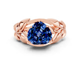 Rose gold Heart Cut Solitaire Leaf-Inspired Engagement Ring with Prong Setting