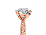 Rose gold Heart Cut Solitaire Milgrain Engraved Band with Four-Prong Setting_9