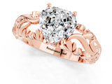 Rose gold Heart Cut Solitaire Moissanite Leaf-Inspired Vine Band Ring with Prong Setting_1