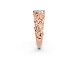 Rose gold Heart Cut Solitaire Moissanite Leaf-Inspired Vine Band Ring with Prong Setting_2