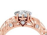 Rose gold Heart Cut Solitaire Moissanite Leaf-Inspired Vine Band Ring with Prong Setting_4