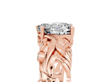 Rose gold Heart Cut Solitaire Moissanite Leaf-Inspired Vine Band Ring with Prong Setting_5