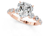 Rose gold Heart Cut Solitaire Moissanite Ring with Pave Band and Four-Prong Setting_1