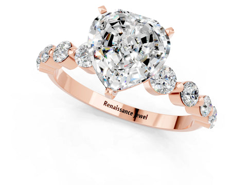 Rose gold Heart Cut Solitaire Moissanite Ring with Pave Band and Four-Prong Setting_1