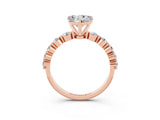 Rose gold Heart Cut Solitaire Moissanite Ring with Pave Band and Four-Prong Setting_3