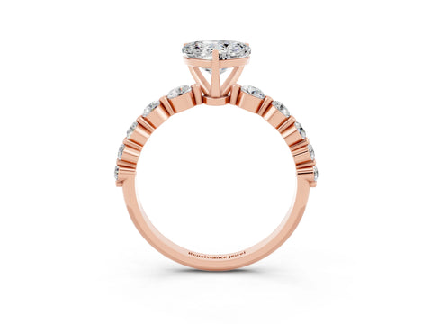 Rose gold Heart Cut Solitaire Moissanite Ring with Pave Band and Four-Prong Setting_3