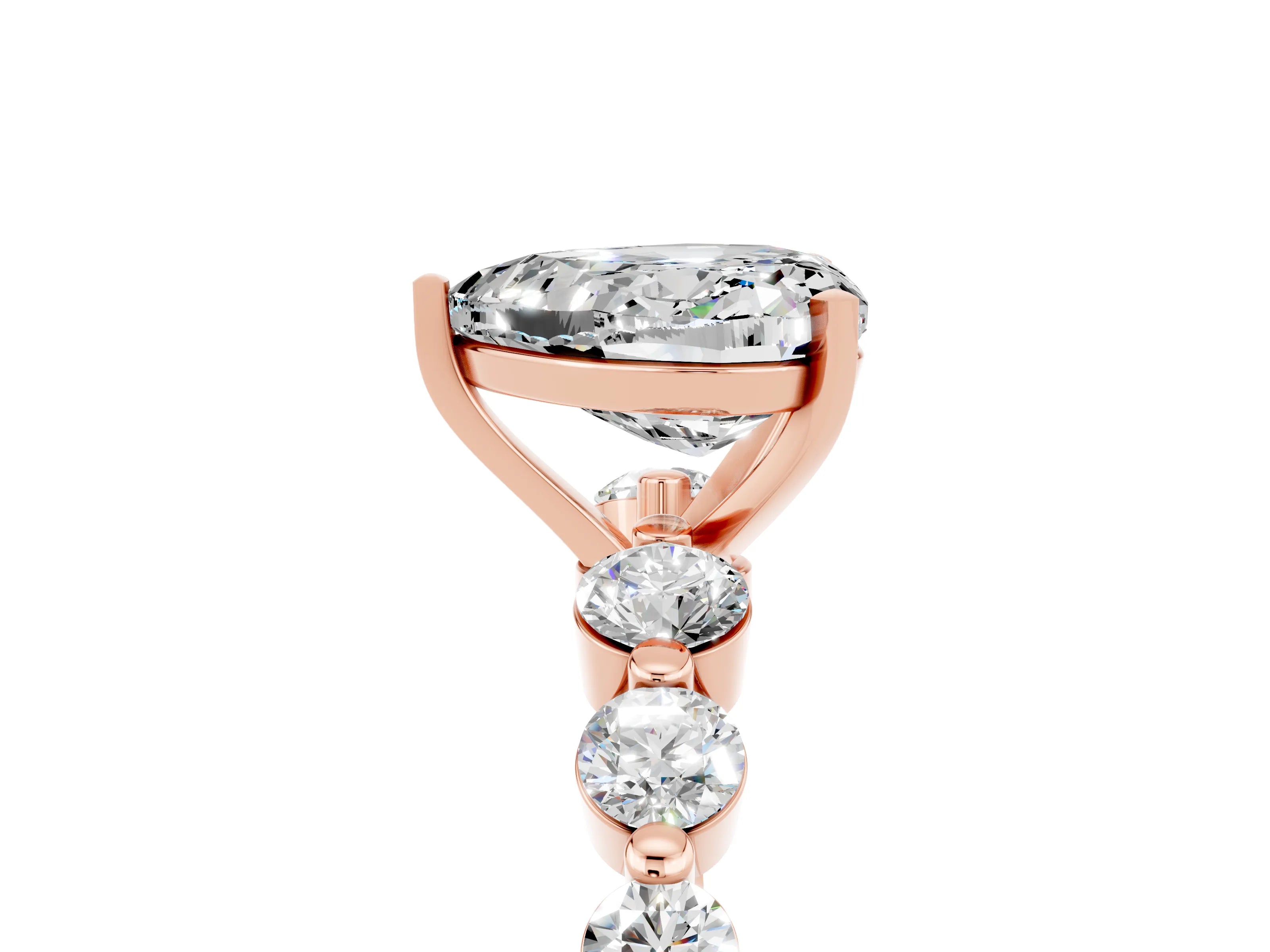 Rose gold Heart Cut Solitaire Moissanite Ring with Pave Band and Four-Prong Setting_5