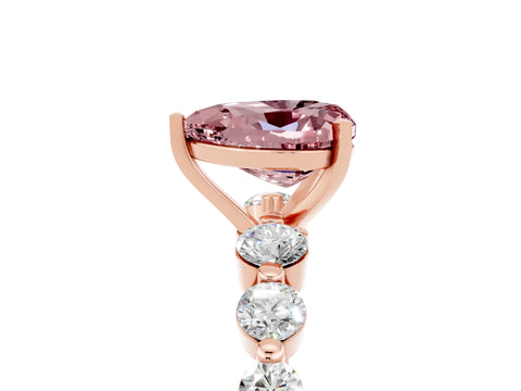 Rose gold Heart Cut Solitaire Morganite Ring with Pave Band and Four-Prong Setting_5