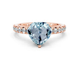 Rose gold Heart Cut Solitaire Pave Diamond Engagement Ring with Four-Prong Setting_12