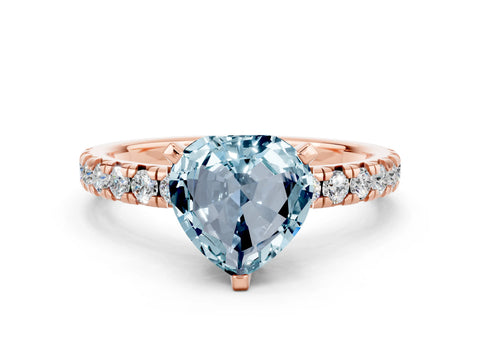 Rose gold Heart Cut Solitaire Pave Diamond Engagement Ring with Four-Prong Setting_12