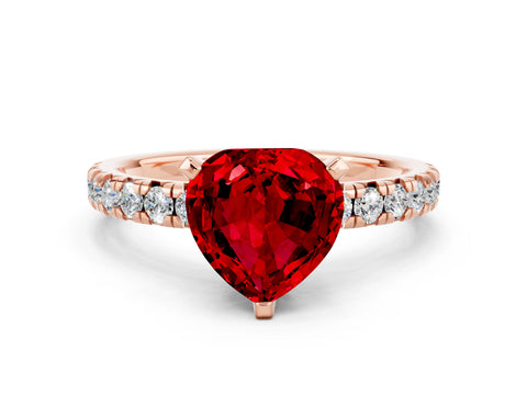 Rose gold Heart Cut Solitaire Pave Diamond Engagement Ring with Four-Prong Setting_12