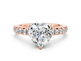 Rose gold Heart Cut Solitaire Pave Diamond Engagement Ring with Four-Prong Setting_12