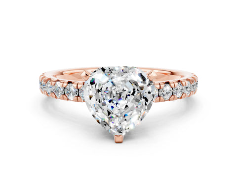 Rose gold Heart Cut Solitaire Pave Diamond Engagement Ring with Four-Prong Setting_12