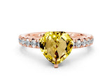 Rose gold Heart Cut Solitaire Pave Diamond Engagement Ring with Four-Prong Setting_12