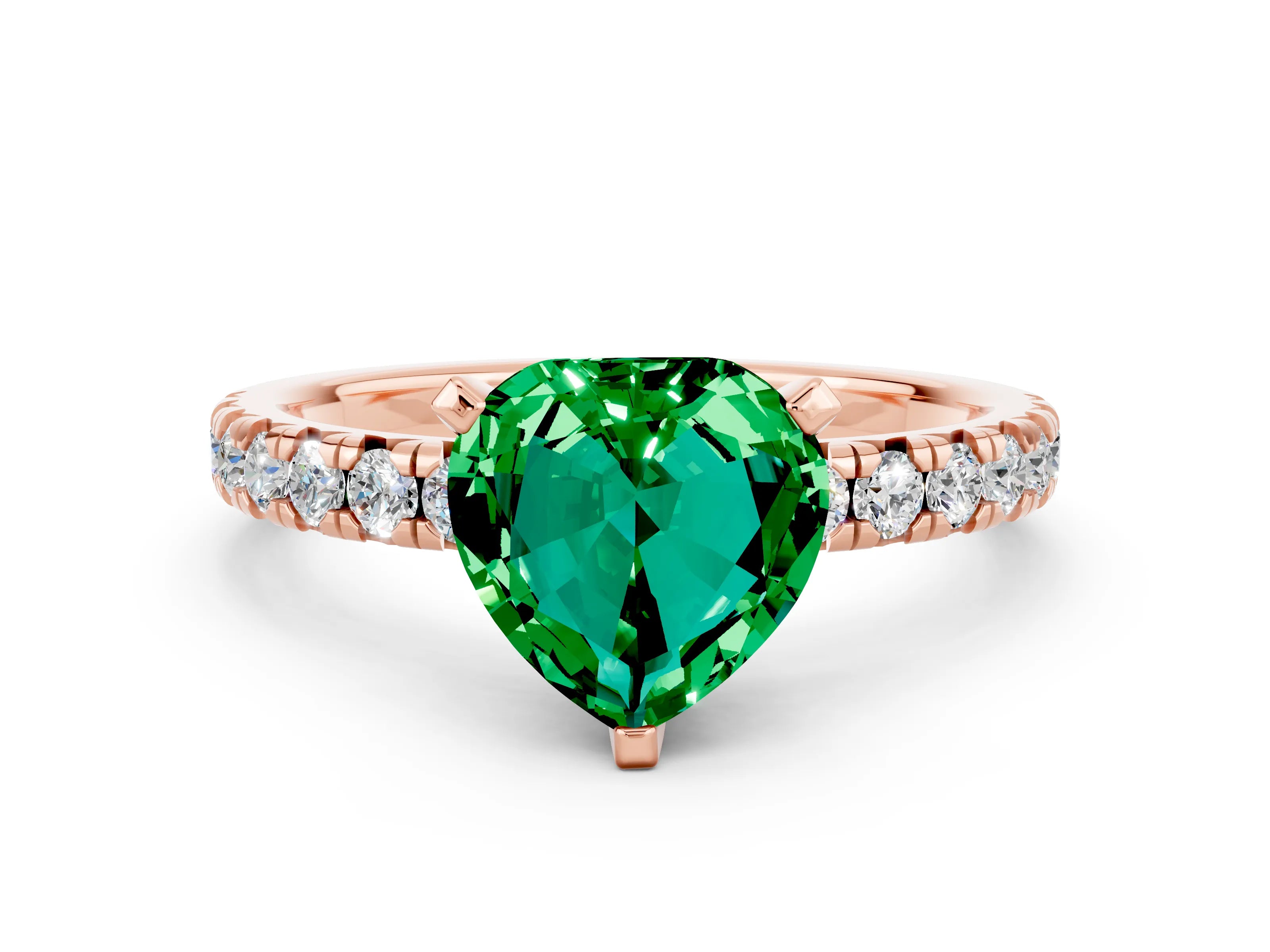 Rose gold Heart Cut Solitaire Pave Diamond Engagement Ring with Four-Prong Setting_12