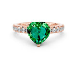 Rose gold Heart Cut Solitaire Pave Diamond Engagement Ring with Four-Prong Setting_12