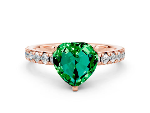 Rose gold Heart Cut Solitaire Pave Diamond Engagement Ring with Four-Prong Setting_12