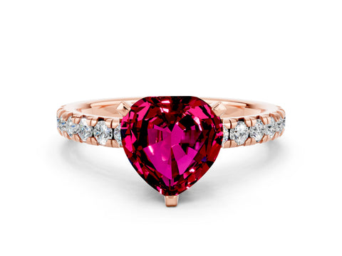 Rose gold Heart Cut Solitaire Pave Diamond Engagement Ring with Four-Prong Setting_12