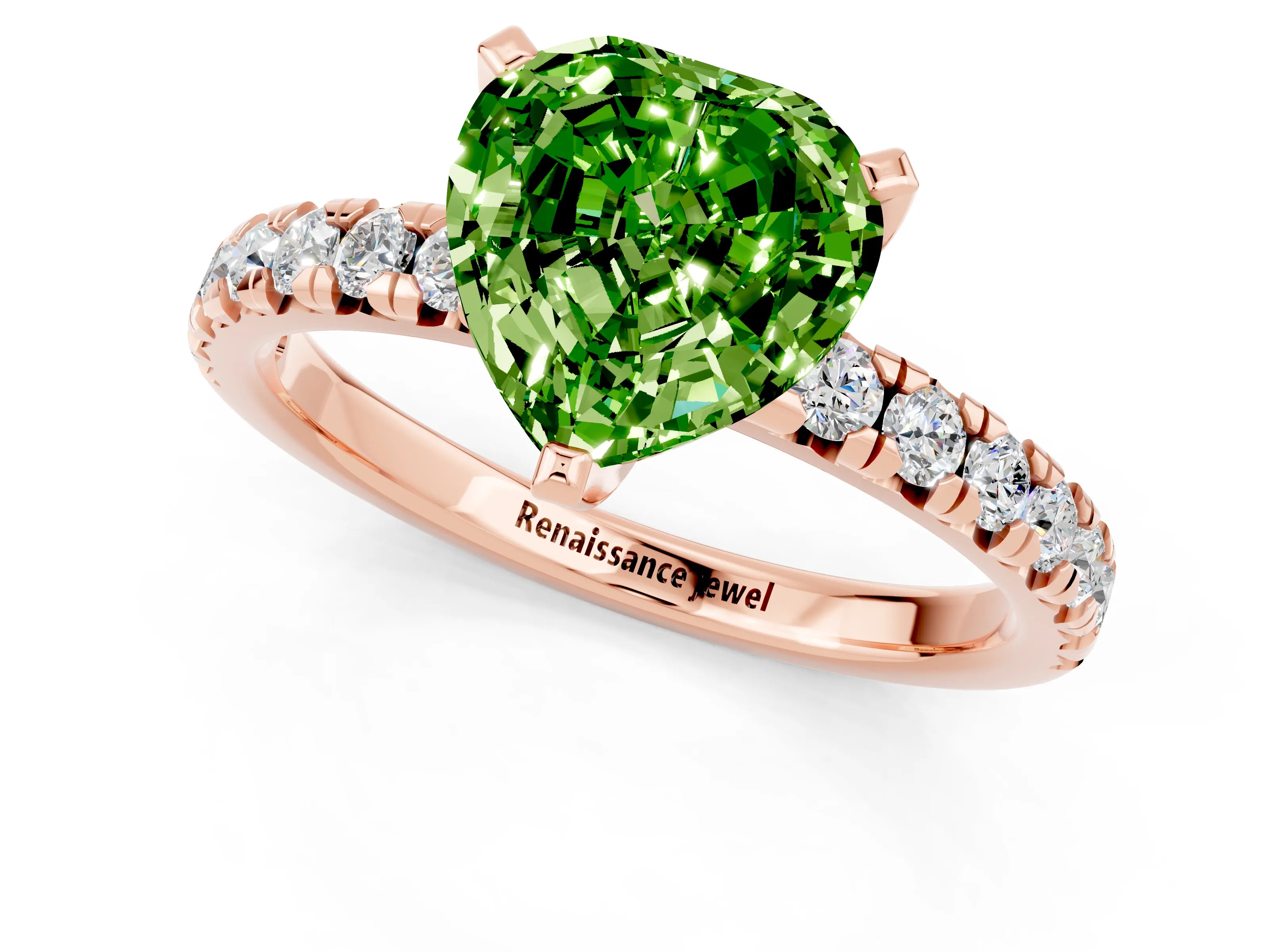 Rose gold Heart Cut Solitaire Pave Diamond Engagement Ring with Four-Prong Setting_13