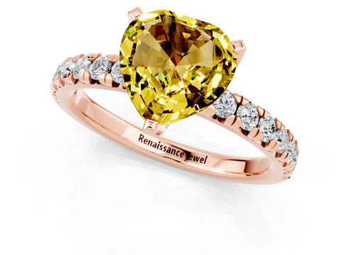 Rose gold Heart Cut Solitaire Pave Diamond Engagement Ring with Four-Prong Setting_13