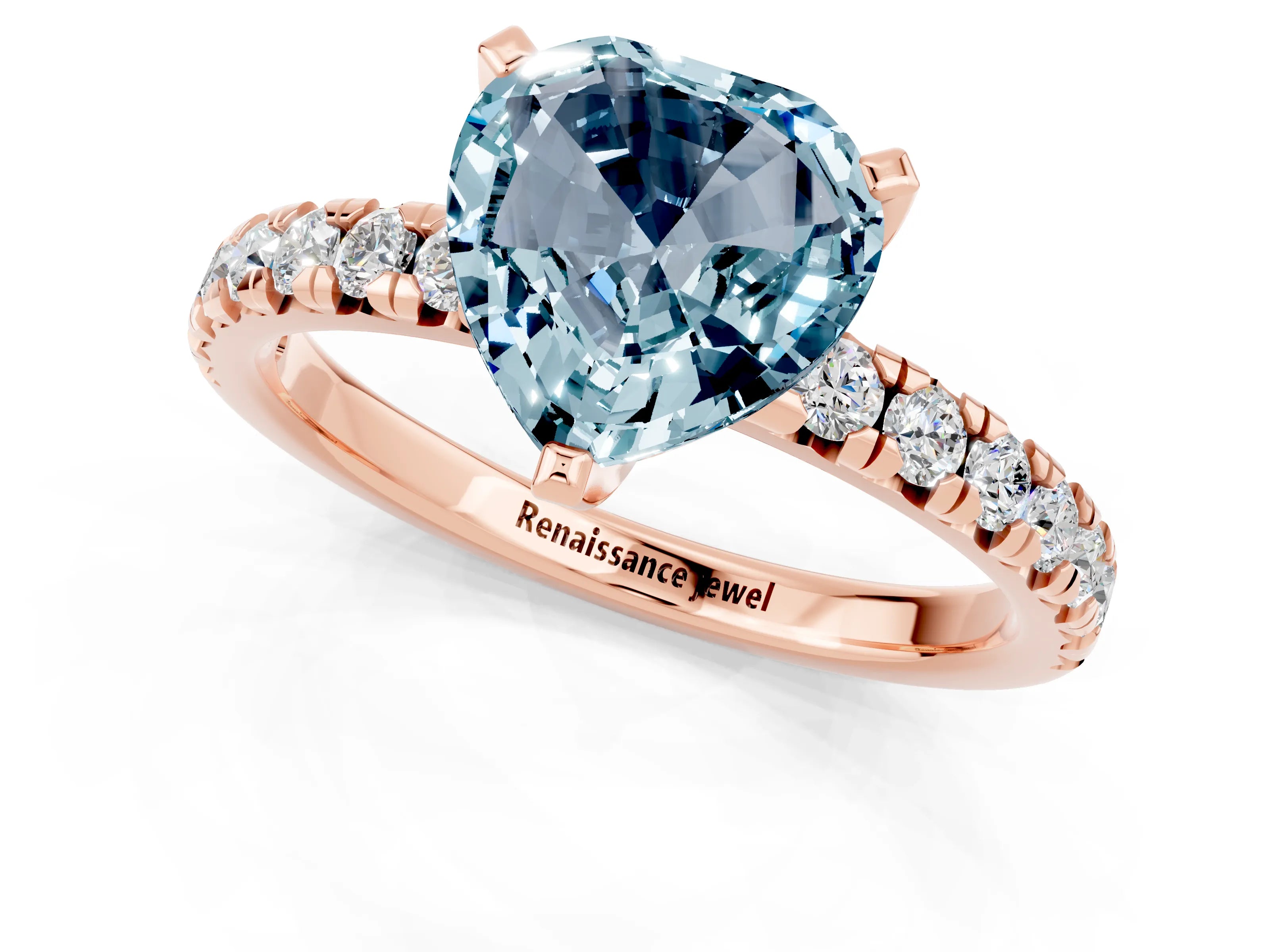 Rose gold Heart Cut Solitaire Pave Diamond Engagement Ring with Four-Prong Setting_13