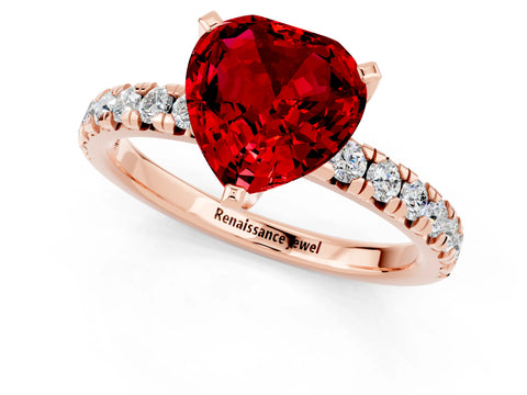 Rose gold Heart Cut Solitaire Pave Diamond Engagement Ring with Four-Prong Setting_13
