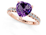 Rose gold Heart Cut Solitaire Pave Diamond Engagement Ring with Four-Prong Setting_13