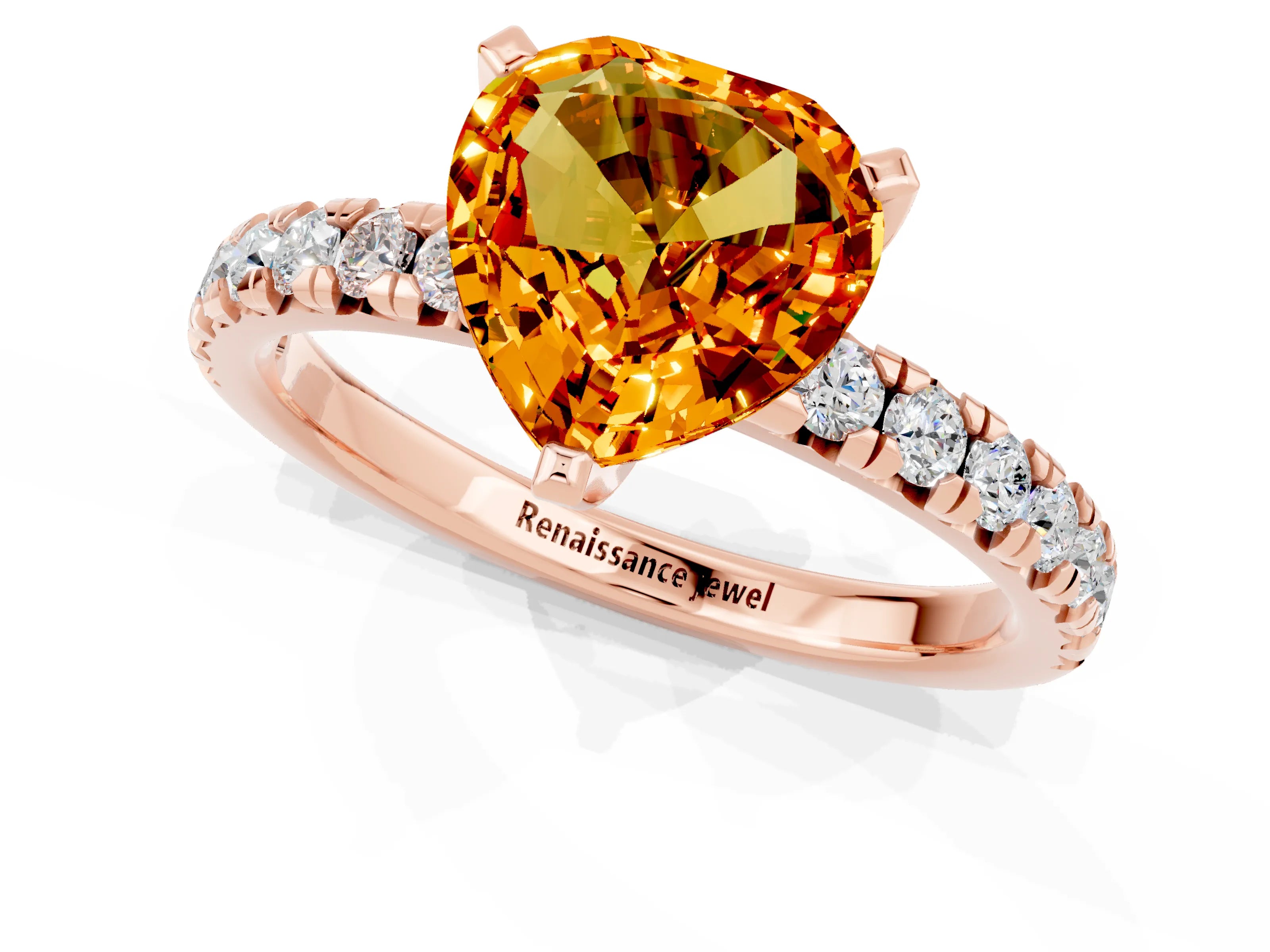 Rose gold Heart Cut Solitaire Pave Diamond Engagement Ring with Four-Prong Setting_13