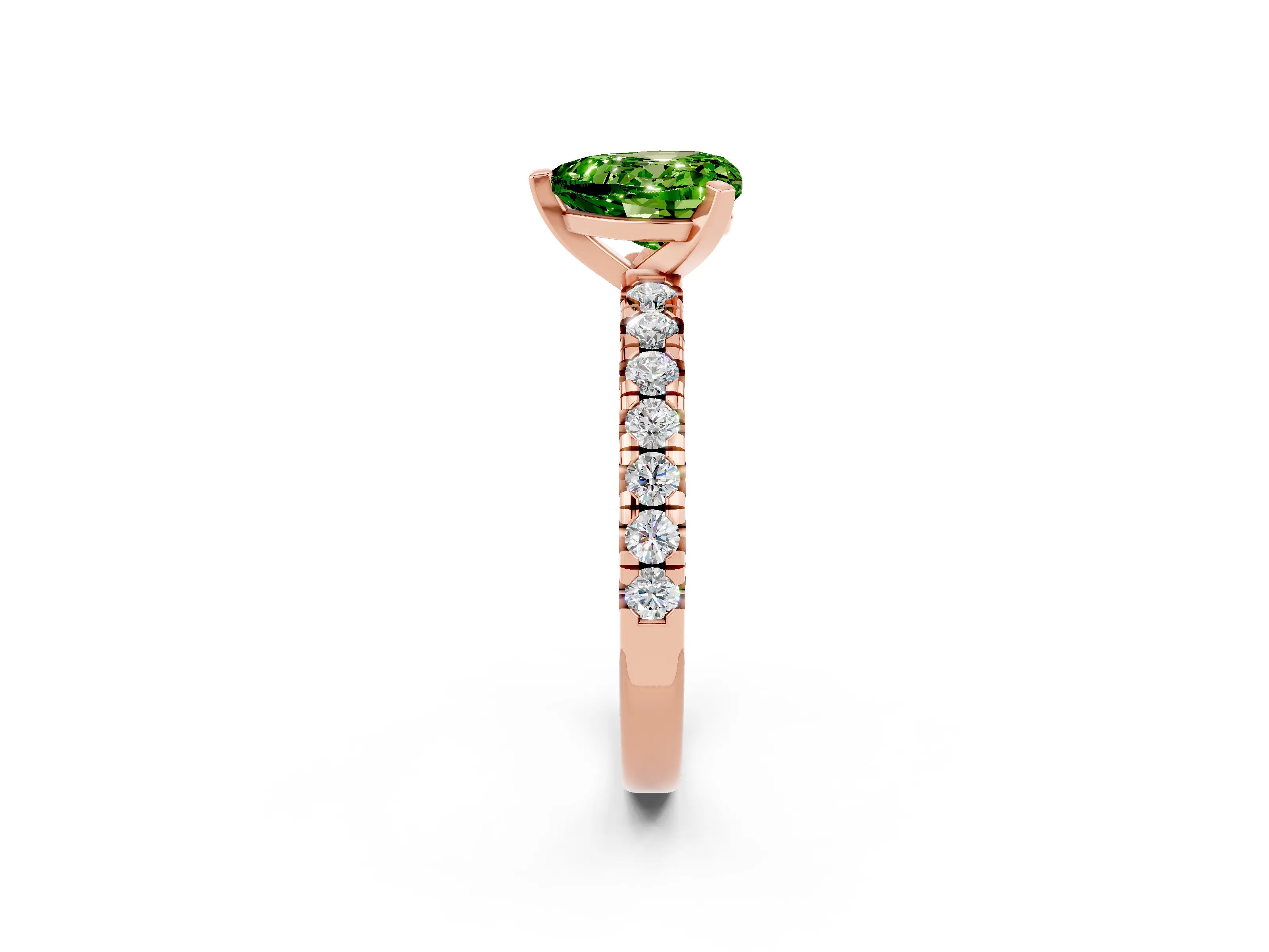 Rose gold Heart Cut Solitaire Pave Diamond Engagement Ring with Four-Prong Setting_14