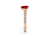 Rose gold Heart Cut Solitaire Pave Diamond Engagement Ring with Four-Prong Setting_14