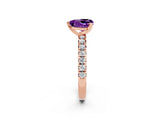 Rose gold Heart Cut Solitaire Pave Diamond Engagement Ring with Four-Prong Setting_14