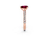 Rose gold Heart Cut Solitaire Pave Diamond Engagement Ring with Four-Prong Setting_14