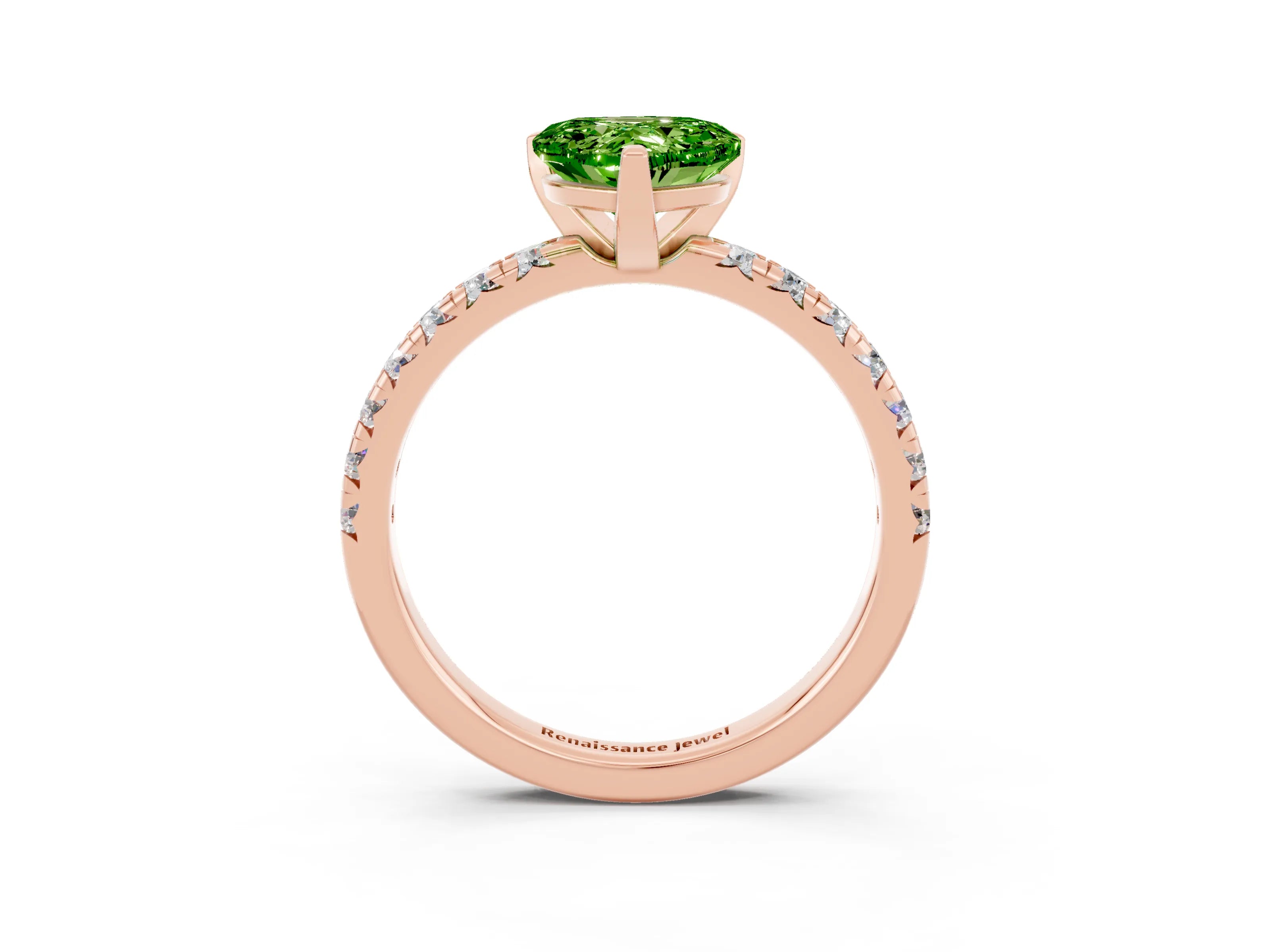 Rose gold Heart Cut Solitaire Pave Diamond Engagement Ring with Four-Prong Setting_15