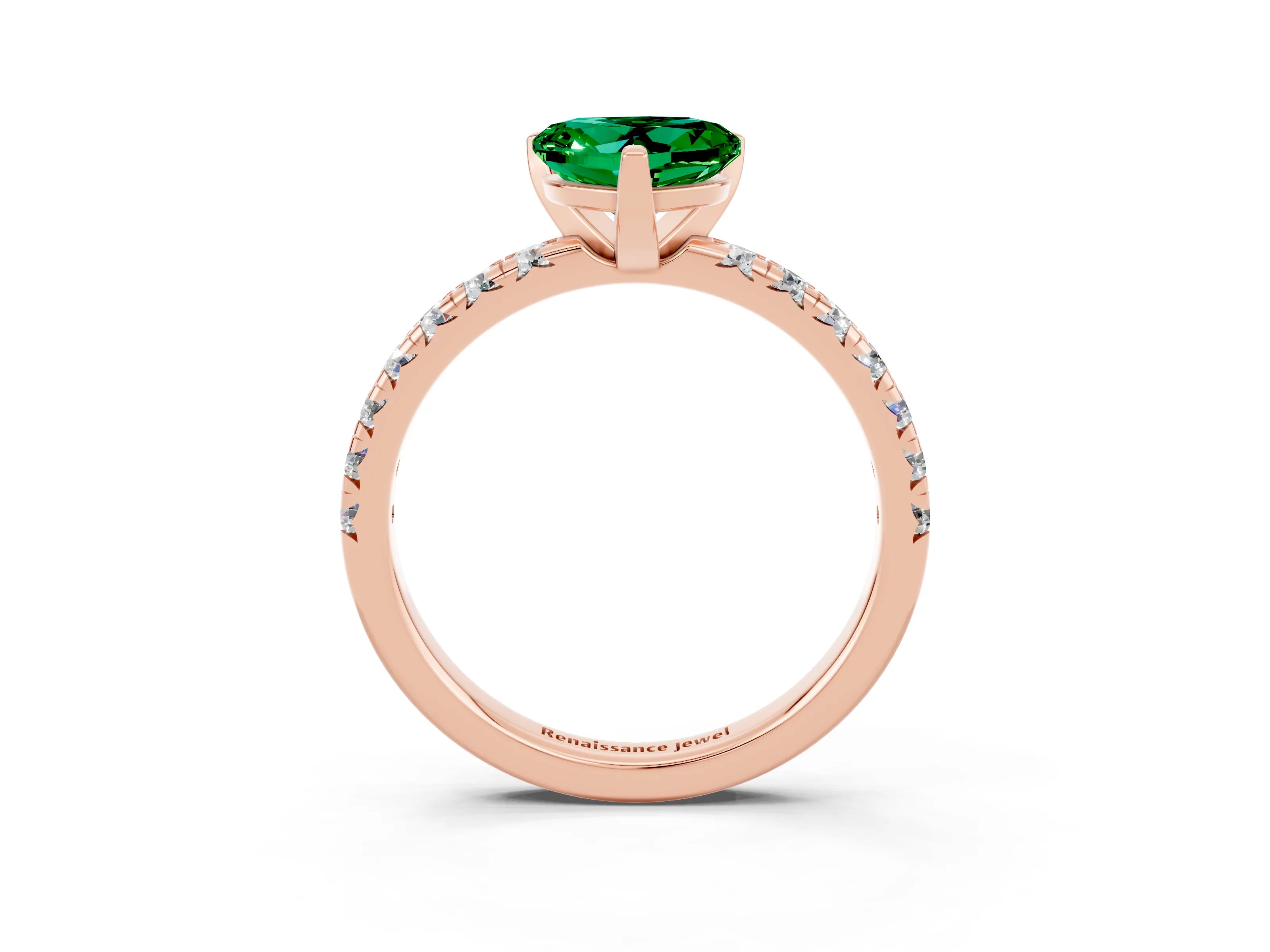 Rose gold Heart Cut Solitaire Pave Diamond Engagement Ring with Four-Prong Setting_15