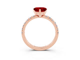 Rose gold Heart Cut Solitaire Pave Diamond Engagement Ring with Four-Prong Setting_15
