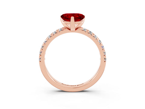 Rose gold Heart Cut Solitaire Pave Diamond Engagement Ring with Four-Prong Setting_15