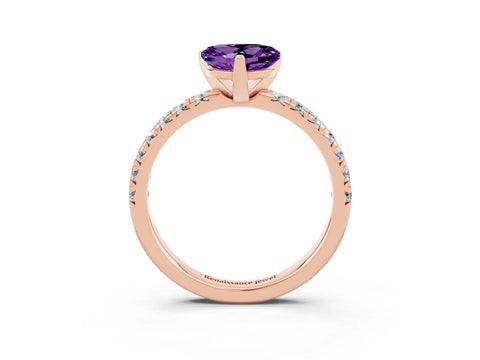 Rose gold Heart Cut Solitaire Pave Diamond Engagement Ring with Four-Prong Setting_15