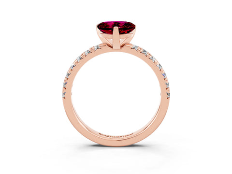 Rose gold Heart Cut Solitaire Pave Diamond Engagement Ring with Four-Prong Setting_15
