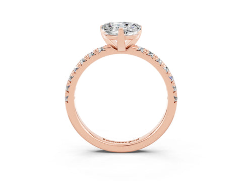 Rose gold Heart Cut Solitaire Pave Diamond Engagement Ring with Four-Prong Setting_15