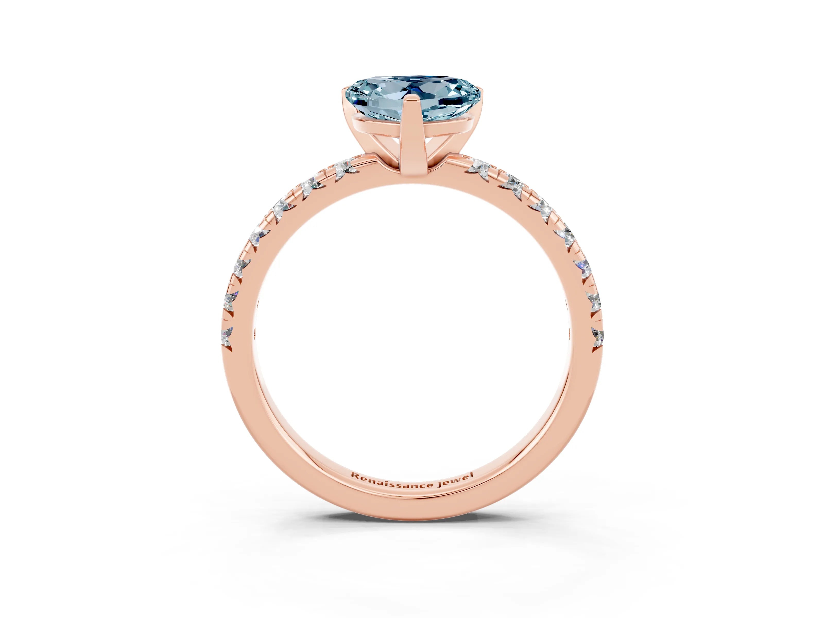 Rose gold Heart Cut Solitaire Pave Diamond Engagement Ring with Four-Prong Setting_15