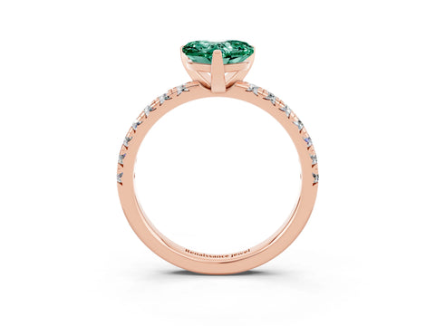 Rose gold Heart Cut Solitaire Pave Diamond Engagement Ring with Four-Prong Setting_15