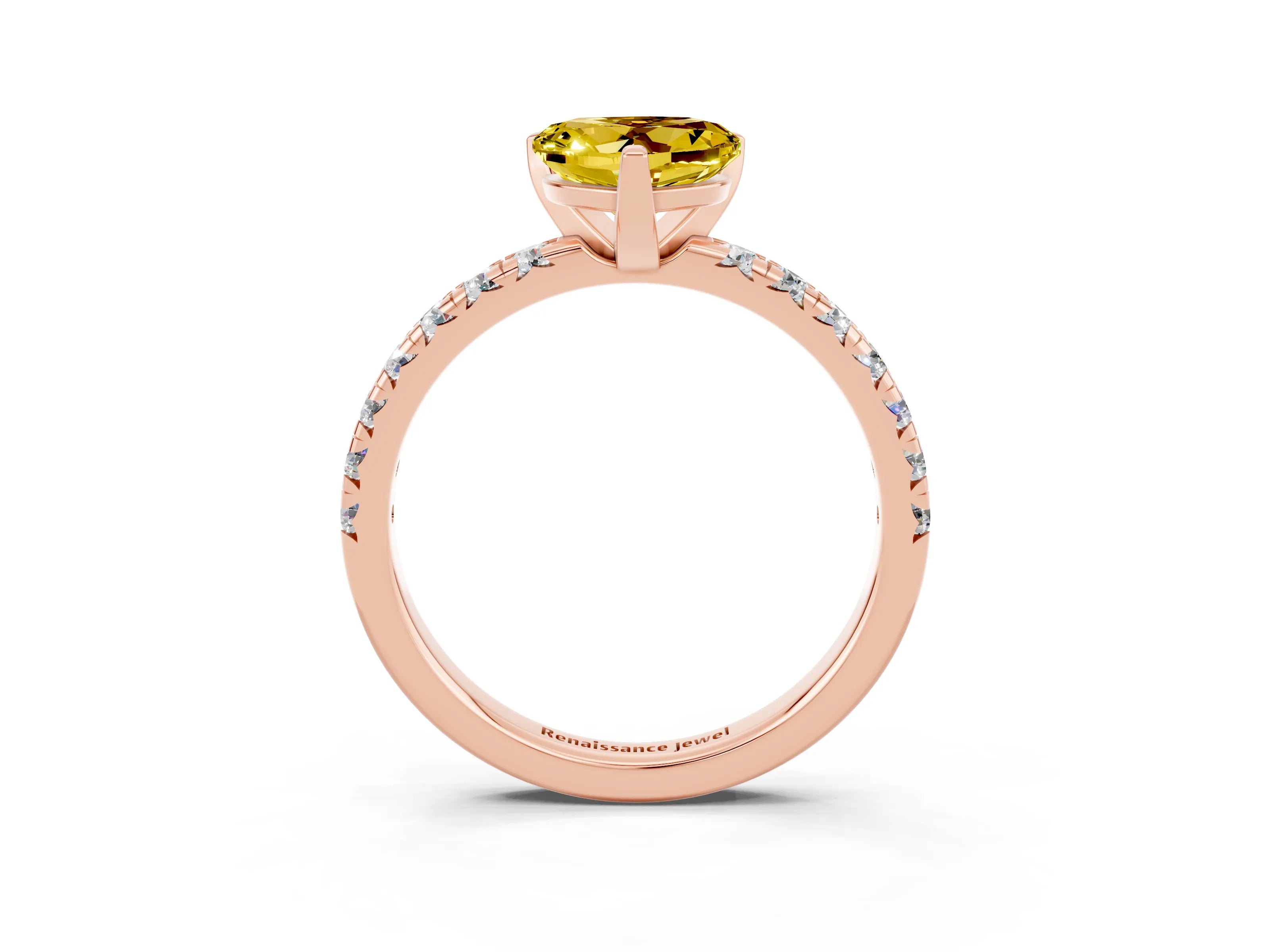 Rose gold Heart Cut Solitaire Pave Diamond Engagement Ring with Four-Prong Setting_15