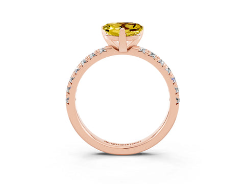 Rose gold Heart Cut Solitaire Pave Diamond Engagement Ring with Four-Prong Setting_15