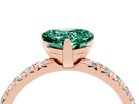Rose gold Heart Cut Solitaire Pave Diamond Engagement Ring with Four-Prong Setting_16