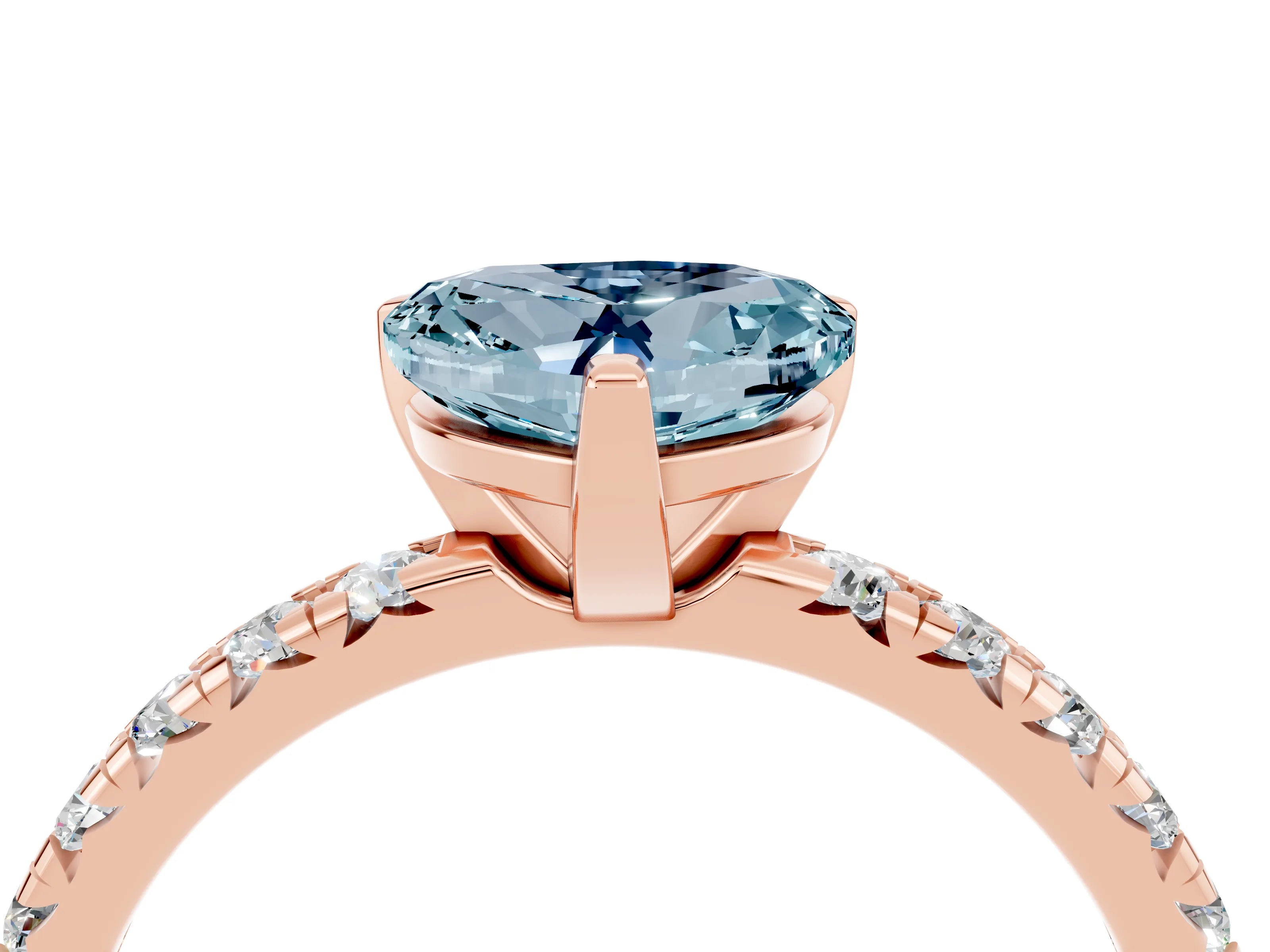 Rose gold Heart Cut Solitaire Pave Diamond Engagement Ring with Four-Prong Setting_16